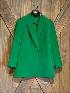 Express Women's Bright Green Single-Button Blazer